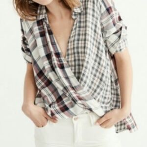 Abercrombie & Fitch Blue Plaid High Low Shirt